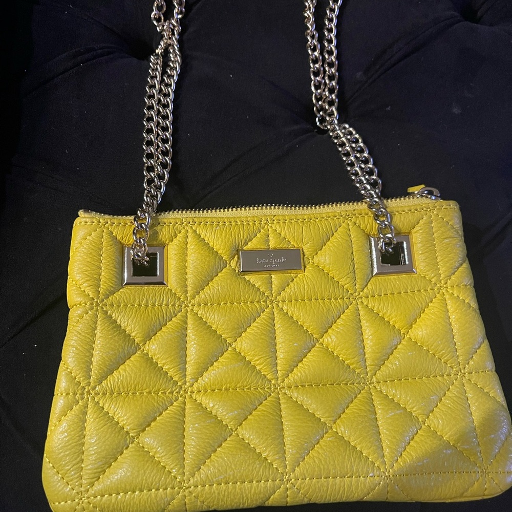 Kate Spade Yellow Quilted Shoulder Bag with Chain Strap